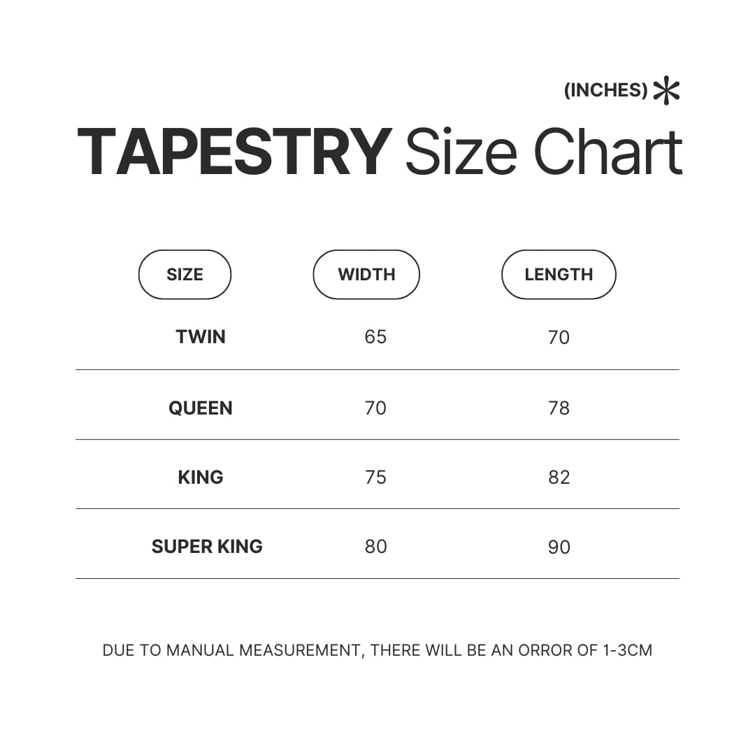 Tapestry Size Chart - Assassination Classroom Store