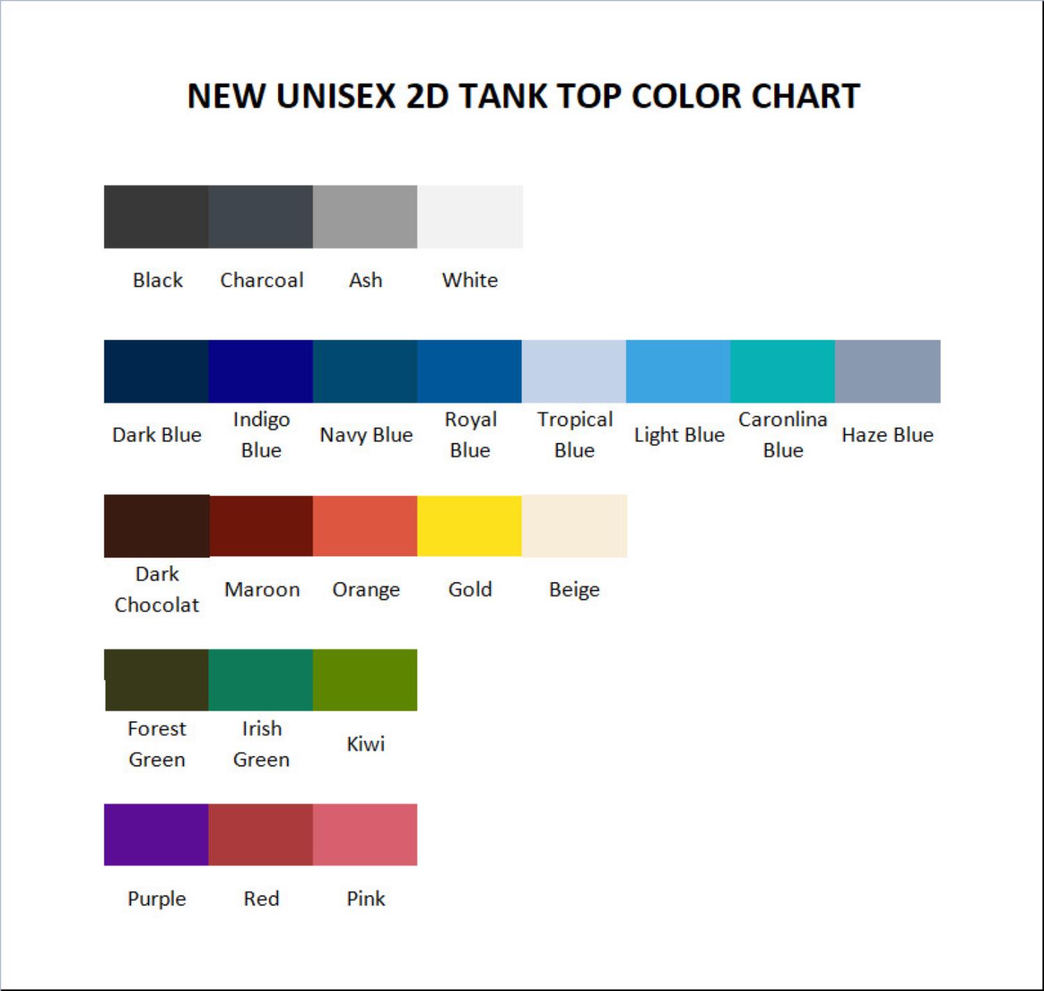 tank top color chart - Assassination Classroom Store