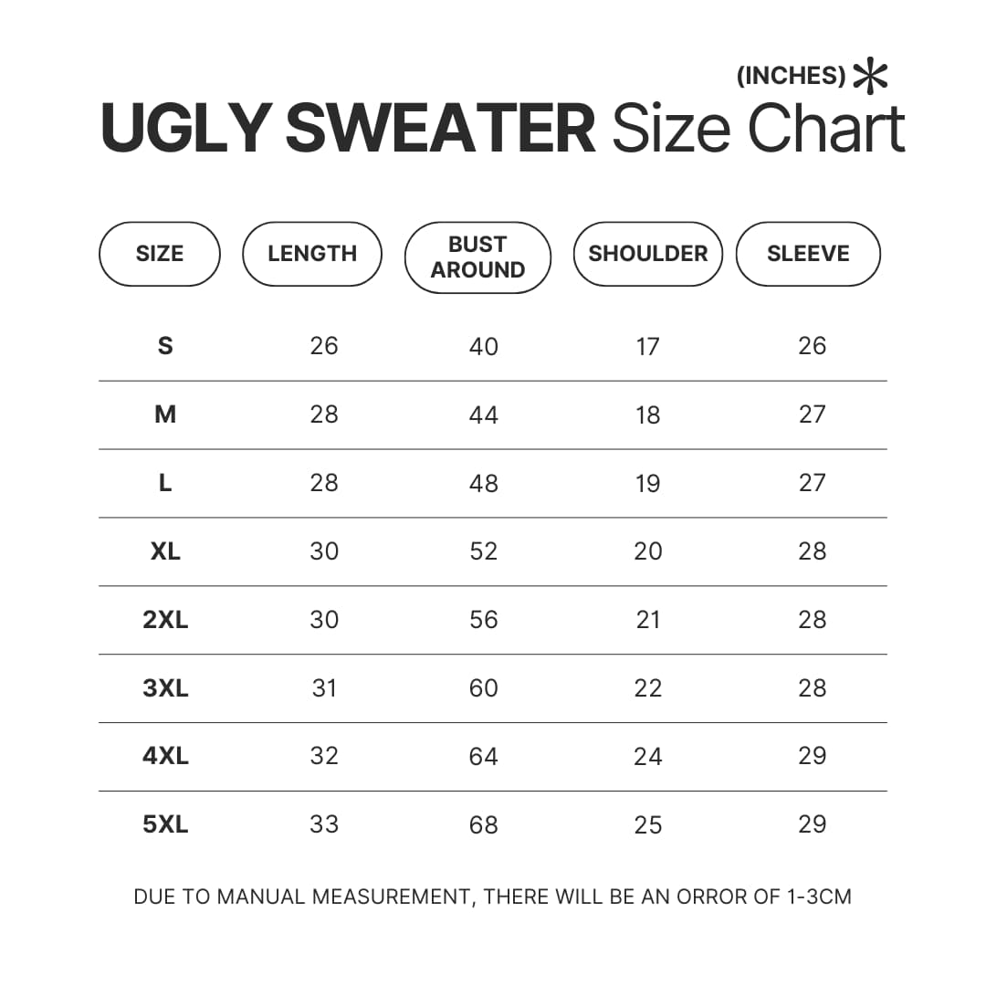 Ugly Sweater Size Chart - Assassination Classroom Store