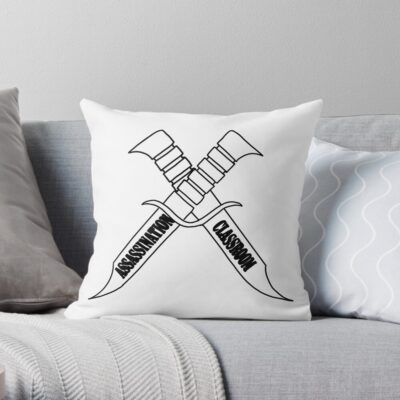 Assassination Classroom Knives: Black Throw Pillow Official Assassination Classroom Merch