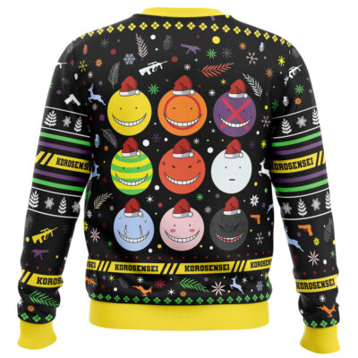 Korosensei Expressions Assassination Classroom Ugly Christmas Sweater BACK mockup - Assassination Classroom Store