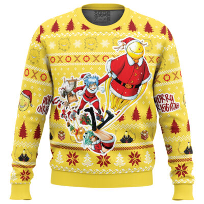 Merry Christmas Assassination Classroom Ugly Christmas Sweater FRONT mockup - Assassination Classroom Store