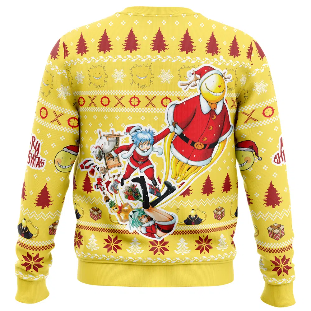 Merry Christmas Assassination Classroom Ugly Christmas Sweater BACK mockup - Assassination Classroom Store