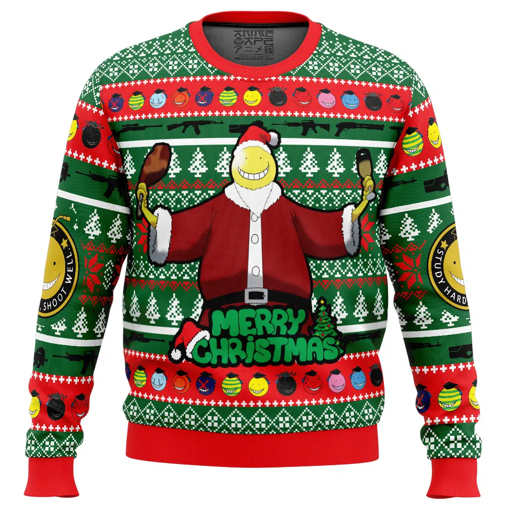 Santa Koro Sensei Assassination Classroom Ugly Christmas Sweater FRONT mockup - Assassination Classroom Store